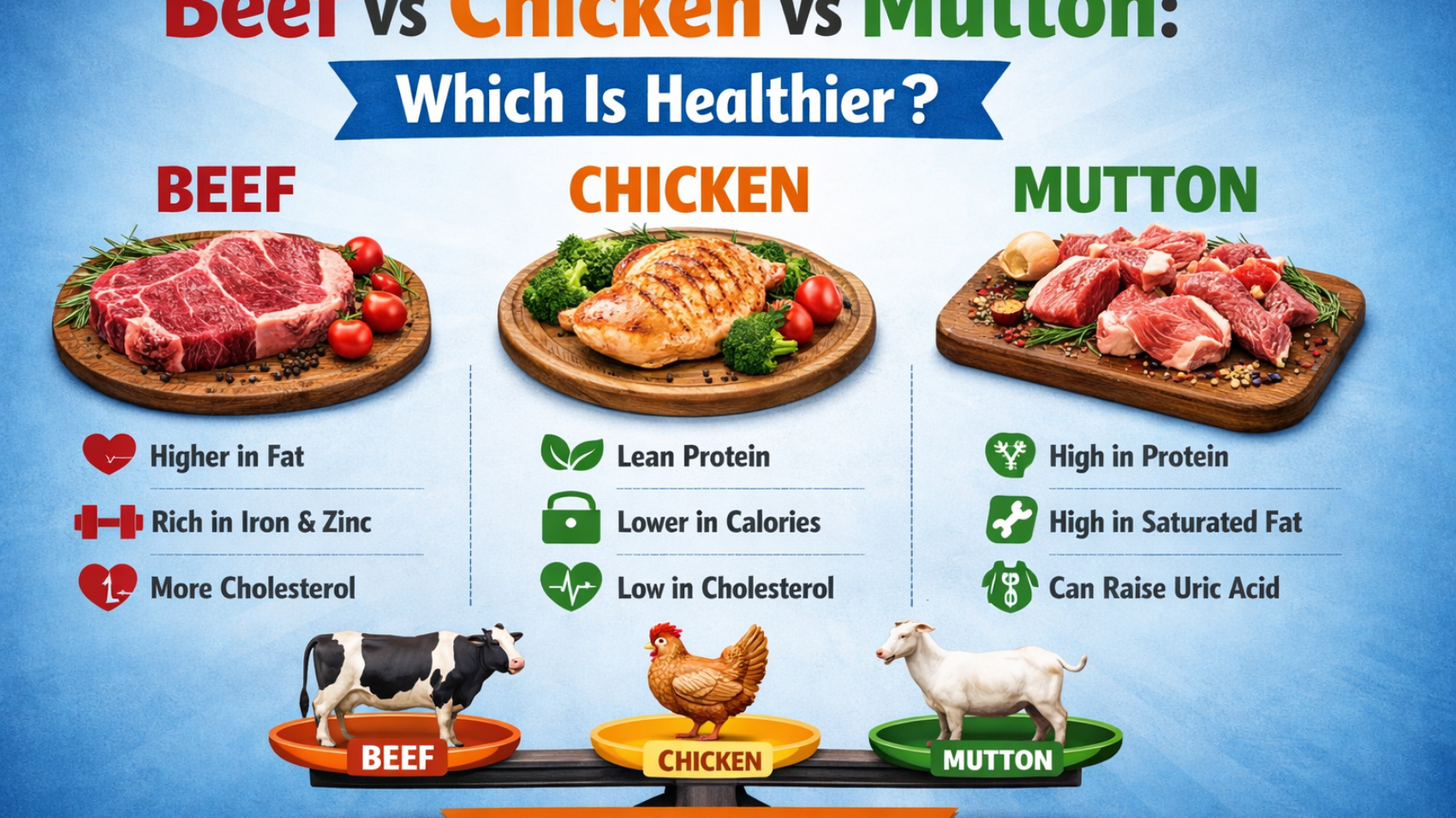 beef vs chicken vs mutton nutrition comparison
